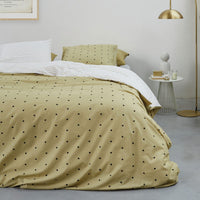 VTWonen Striped Hearts Yellow Cotton Quilt Cover Set Queen Home & Garden Kings Warehouse 
