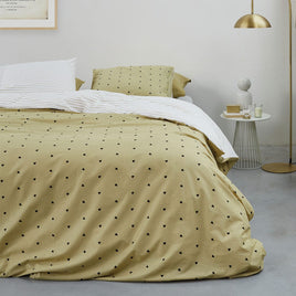 VTWonen Striped Hearts Yellow Cotton Quilt Cover Set Queen Home & Garden Kings Warehouse 