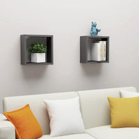 Wall Cube Shelves 2 pcs Grey 30x15x30 cm