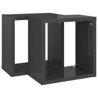 Wall Cube Shelves 2 pcs High Gloss Grey 26x15x26 cm Kings Warehouse 