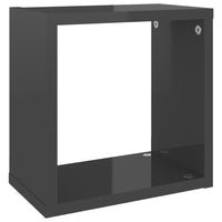 Wall Cube Shelves 2 pcs High Gloss Grey 26x15x26 cm Kings Warehouse 