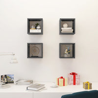 Wall Cube Shelves 4 pcs High Gloss Grey 22x15x22 cm Kings Warehouse 