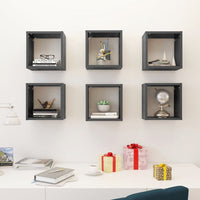 Wall Cube Shelves 6 pcs High Gloss Grey 26x15x26 cm Kings Warehouse 