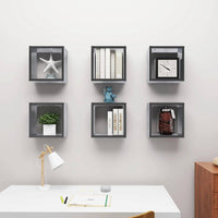 Wall Cube Shelves 6 pcs High Gloss Grey 30x15x30 cm Kings Warehouse 