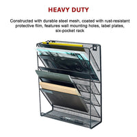 Wall Mount 6 Pocket Hanging File Sorter Organizer Folder Holder Rack Storage Furniture Kings Warehouse 