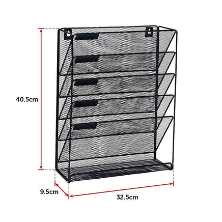 Wall Mount 6 Pocket Hanging File Sorter Organizer Folder Holder Rack Storage Home & Garden Kings Warehouse 