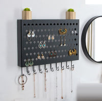 Wall Mount Earring Jewelry Hanger Organizer Holder with 109 Holes and 19 Hooks (Black) Kings Warehouse 