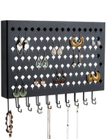 Wall Mount Earring Jewelry Hanger Organizer Holder with 109 Holes and 19 Hooks (Black) Kings Warehouse 