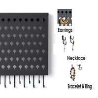 Wall Mount Earring Jewelry Hanger Organizer Holder with 109 Holes and 19 Hooks (Black) Kings Warehouse 