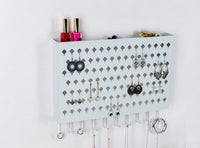 Wall Mount Earring Jewelry Hanger Organizer Holder with 109 Holes and 19 Hooks (White) Kings Warehouse 