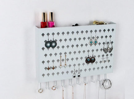 Wall Mount Earring Jewelry Hanger Organizer Holder with 109 Holes and 19 Hooks (White) Kings Warehouse 