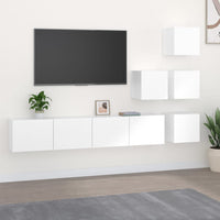 Wall-mounted TV Cabinet White Engineered Wood living room Kings Warehouse 
