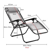 Wallaroo Zero Gravity Reclining Deck Chair - Grey Kings Warehouse 