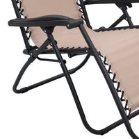 Wallaroo Zero Gravity Reclining Deck Lounge Sun Beach Chair Outdoor Folding Camping - Beige Kings Warehouse 