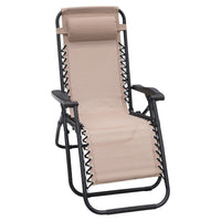 Wallaroo Zero Gravity Reclining Deck Lounge Sun Beach Chair Outdoor Folding Camping - Beige Kings Warehouse 