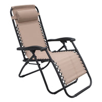 Wallaroo Zero Gravity Reclining Deck Lounge Sun Beach Chair Outdoor Folding Camping - Beige Kings Warehouse 