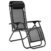 Wallaroo Zero Gravity Reclining Deck Lounge Sun Beach Chair Outdoor Folding Camping - Black Kings Warehouse 