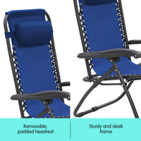 Wallaroo Zero Gravity Reclining Deck Lounge Sun Beach Chair Outdoor Folding Camping - Grey Kings Warehouse 