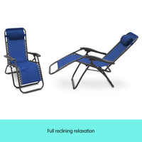 Wallaroo Zero Gravity Reclining Deck Lounge Sun Beach Chair Outdoor Folding Camping - Grey Kings Warehouse 