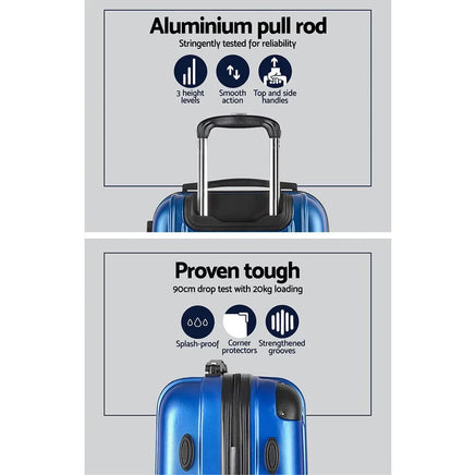 Wanderlite 2 Set Luggage 20-28 Inch with Zipper Lock Carry On Hard Shell Travel Suitcase Luggage Case Blue Home & Garden Kings Warehouse 