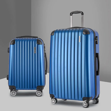 Wanderlite 2 Set Luggage 20-28 Inch with Zipper Lock Carry On Hard Shell Travel Suitcase Luggage Case Blue Home & Garden Kings Warehouse 
