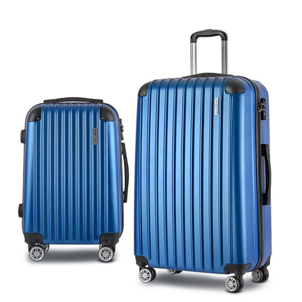 Wanderlite 2 Set Luggage 20-28 Inch with Zipper Lock Carry On Hard Shell Travel Suitcase Luggage Case Blue Home & Garden Kings Warehouse 