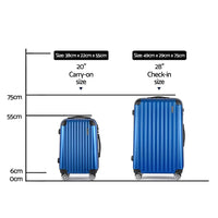 Wanderlite 2 Set Luggage 20-28 Inch with Zipper Lock Carry On Hard Shell Travel Suitcase Luggage Case Blue Home & Garden Kings Warehouse 