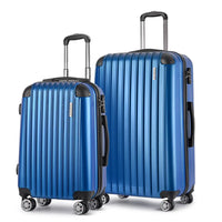Wanderlite 2 Set Luggage 20-28 Inch with Zipper Lock Carry On Hard Shell Travel Suitcase Luggage Case Blue Home & Garden Kings Warehouse 