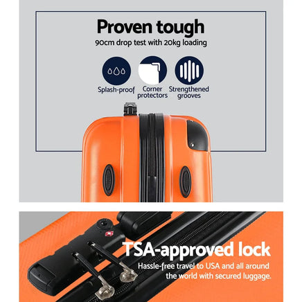 Wanderlite 20-24-28 Inch Luggage 3Set with TSA Lock Spinner Carry On Hard Shell Travel Suitcase Luggage Case Orange Home & Garden Kings Warehouse 