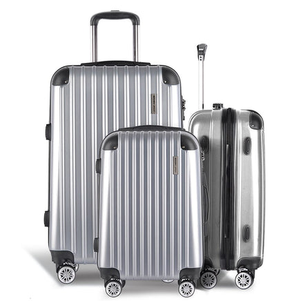 Wanderlite 20-24-28 Inch Luggage 3Set with TSA Lock Spinner Carry On Hard Shell Travel Suitcase Luggage Case Silver Home & Garden Kings Warehouse 