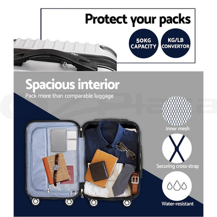 Wanderlite 20-24-28 Inch Luggage 3Set with TSA Lock Spinner Carry On Hard Shell Travel Suitcase Luggage Case Silver Home & Garden Kings Warehouse 