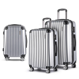Wanderlite 20-24-28 Inch Luggage 3Set with TSA Lock Spinner Carry On Hard Shell Travel Suitcase Luggage Case Silver Home & Garden Kings Warehouse 