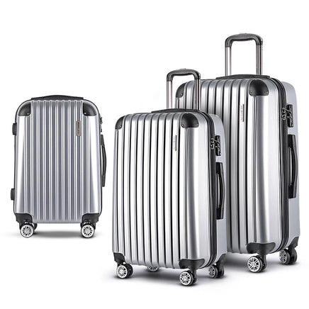 Wanderlite 20-24-28 Inch Luggage 3Set with TSA Lock Spinner Carry On Hard Shell Travel Suitcase Luggage Case Silver Home & Garden Kings Warehouse 