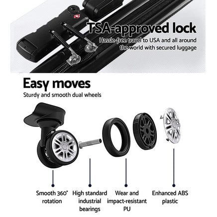Wanderlite 20" 24" 28" Luggage with TSA Lock Spinner Travel Suitcase Carry On Hard Shell Luggage Case White Home & Garden Kings Warehouse 