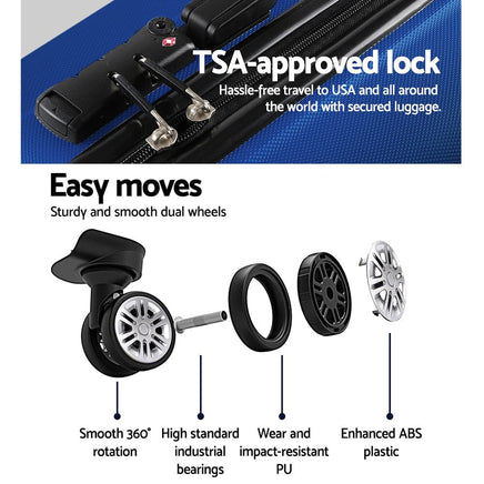 Wanderlite 20-28 Inch Luggage 2Set with TSA Lock Spinner Carry On Hard Shell Travel Suitcase Luggage Case Blue Home & Garden Kings Warehouse 