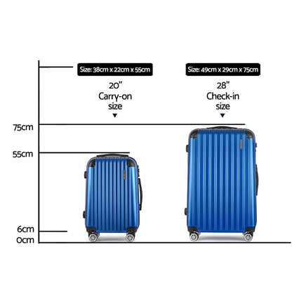 Wanderlite 20-28 Inch Luggage 2Set with TSA Lock Spinner Carry On Hard Shell Travel Suitcase Luggage Case Blue Home & Garden Kings Warehouse 