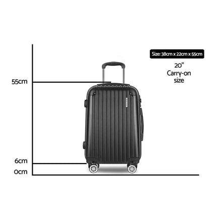 Wanderlite 20 Inch Luggage with Zipper Lock Carry On Hard Shell Travel Suitcase Luggage Case Black Home & Garden Kings Warehouse 