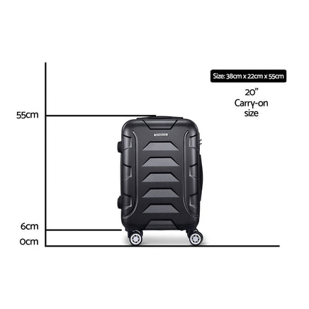 Wanderlite 20 Inch Luggage with Zipper Lock Travel Suitcase Carry On Hard Shell Luggage Case Black Home & Garden Kings Warehouse 
