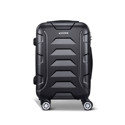 Wanderlite 20 Inch Luggage with Zipper Lock Travel Suitcase Carry On Hard Shell Luggage Case Black Home & Garden Kings Warehouse 