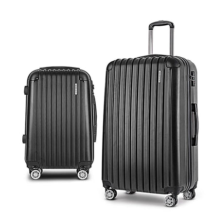 Wanderlite 20in 28in Luggage 2Set with Zipper Lock Carry On Hard Shell Travel Suitcase Luggage Case Black Home & Garden Kings Warehouse 