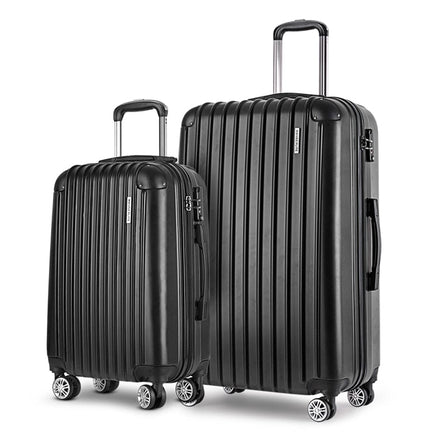 Wanderlite 20in 28in Luggage 2Set with Zipper Lock Carry On Hard Shell Travel Suitcase Luggage Case Black Home & Garden Kings Warehouse 