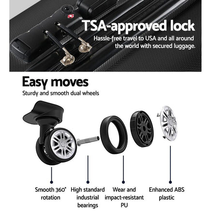 Wanderlite 24 Inch Luggage with TSA Lock Spinner Travel Suitcase Carry On Hard Shell Luggage Case Black Home & Garden Kings Warehouse 
