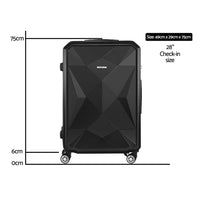 Wanderlite 28" 75cm Luggage Trolley Travel Suitcase Carry On Storage TSA Hardshell Black Home & Garden Kings Warehouse 