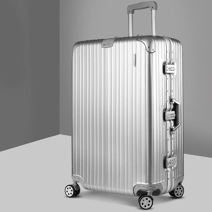 Wanderlite 28 Inch Luggage with TSA Lock Stainless�Steel�Wrapped�Corners Hard Shell Travel Suitcase Luggage Case Silver Home & Garden Kings Warehouse 