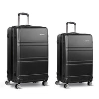 Wanderlite 2pc Luggage Trolley Set Suitcase Travel TSA Carry On Hard Case Lightweight Black Home & Garden Kings Warehouse 