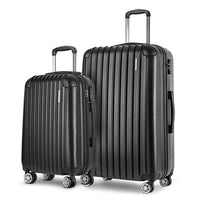 Wanderlite 2pcs Luggage Trolley Set Travel Suitcase Carry On Hard Case Lightweight Black Home & Garden Kings Warehouse 