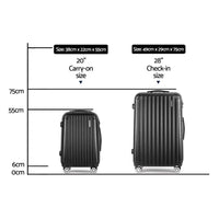 Wanderlite 2pcs Luggage Trolley Set Travel Suitcase Carry On Hard Case Lightweight Black Home & Garden Kings Warehouse 