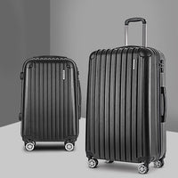 Wanderlite 2pcs Luggage Trolley Set Travel Suitcase Carry On Hard Case Lightweight Black Home & Garden Kings Warehouse 