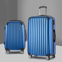 Wanderlite 2pcs Luggage Trolley Set Travel Suitcase Carry On Hard Case Lightweight Blue Home & Garden Kings Warehouse 