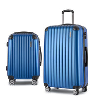 Wanderlite 2pcs Luggage Trolley Set Travel Suitcase Carry On Hard Case Lightweight Blue Home & Garden Kings Warehouse 